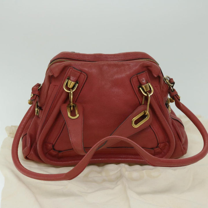 Chloe Paraty Hand Bag Leather Red 67266