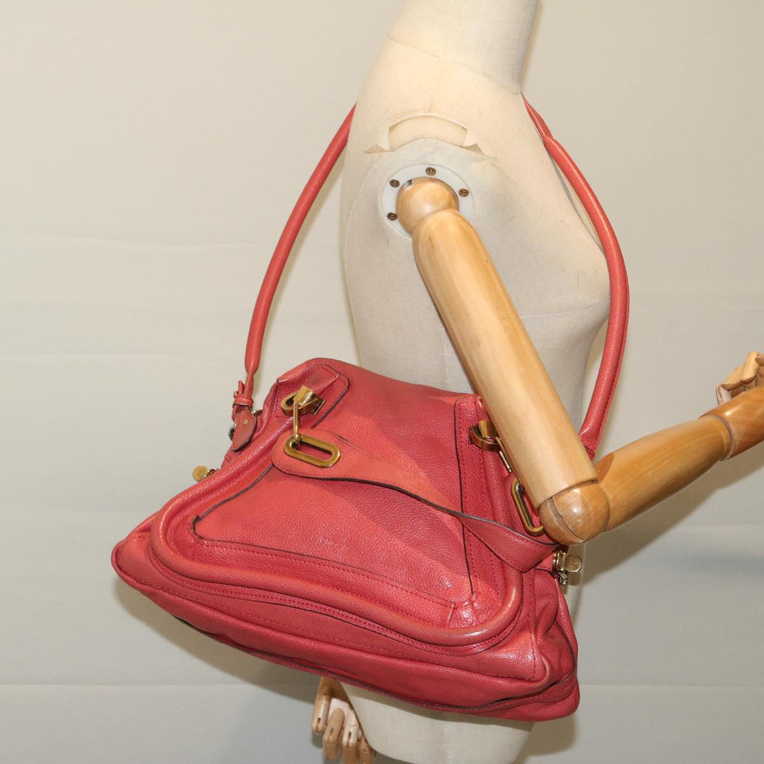 Chloe Paraty Hand Bag Leather Red 67266