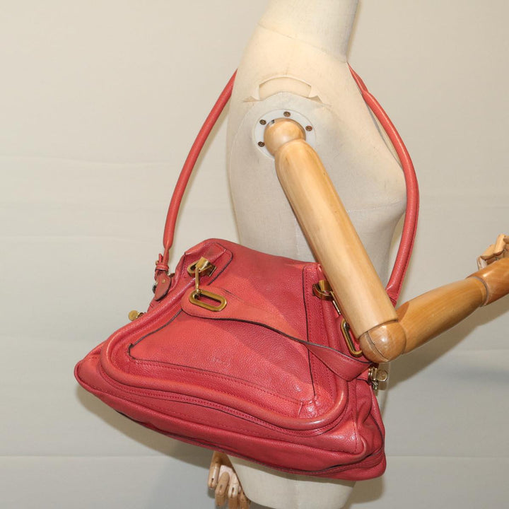 Chloe Paraty Hand Bag Leather Red 67266