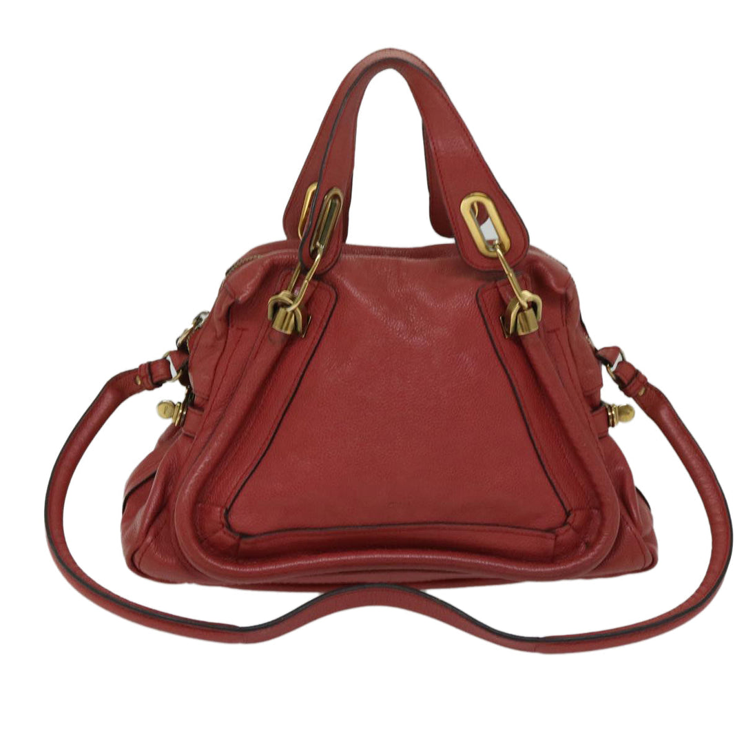 Chloe Paraty Hand Bag Leather Red 67266