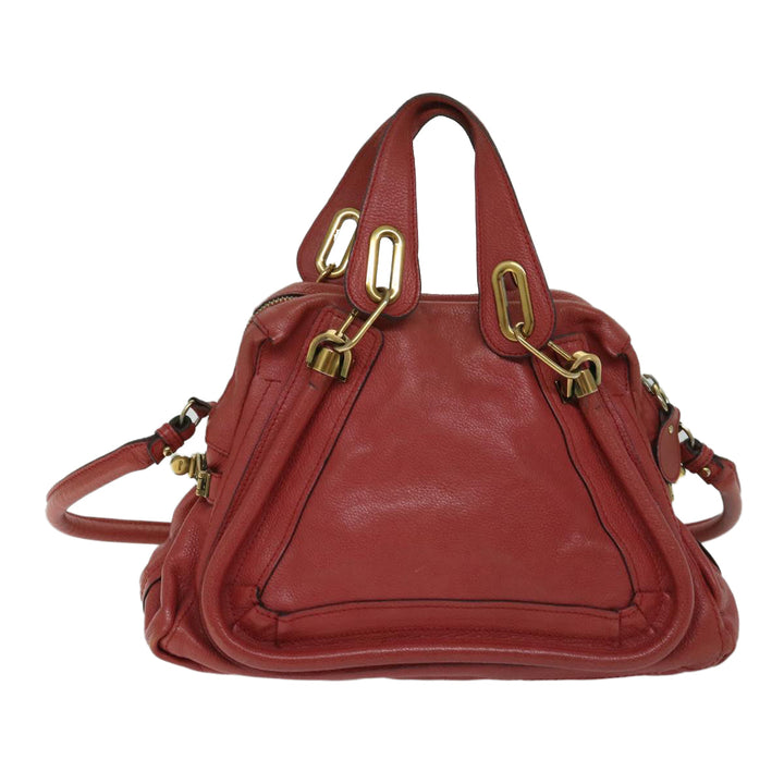 Chloe Paraty Hand Bag Leather Red 67266
