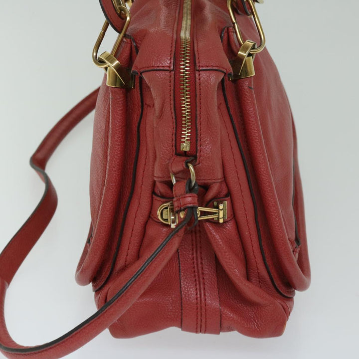 Chloe Paraty Hand Bag Leather Red 67266