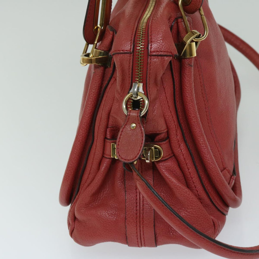 Chloe Paraty Hand Bag Leather Red 67266