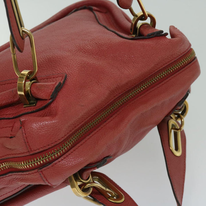Chloe Paraty Hand Bag Leather Red 67266