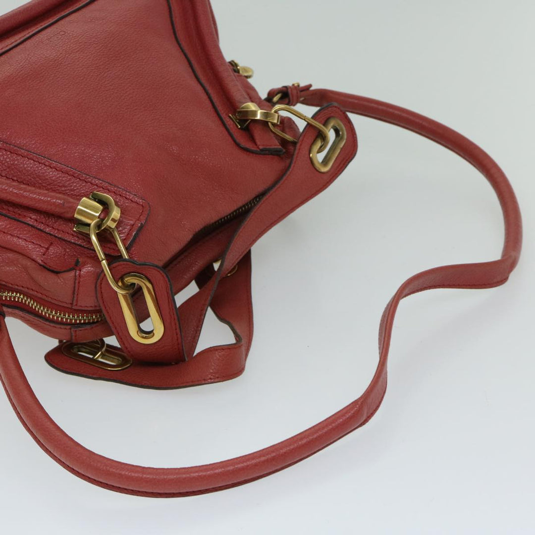 Chloe Paraty Hand Bag Leather Red 67266