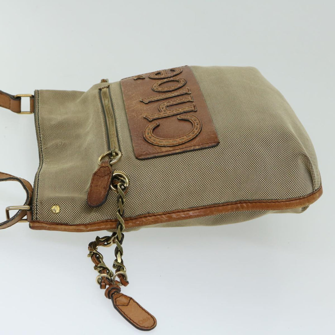 Chloe Harley Shoulder Bag Canvas Leather Beige Brown 67268