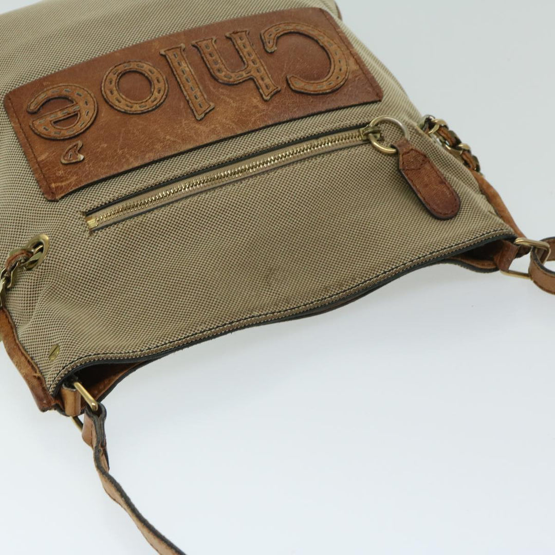 Chloe Harley Shoulder Bag Canvas Leather Beige Brown 67268
