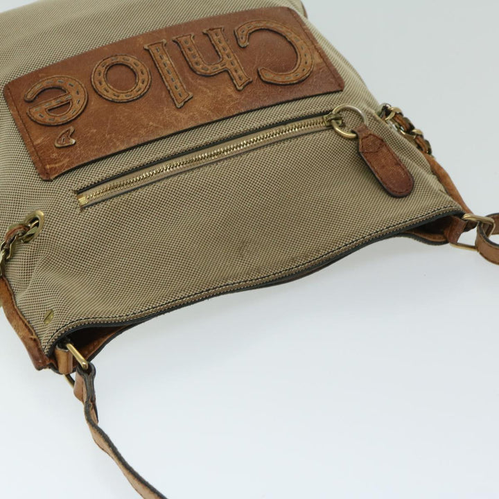 Chloe Harley Shoulder Bag Canvas Leather Beige Brown 67268