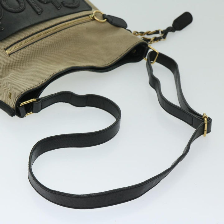 Chloe Harley Shoulder Bag Canvas Leather Beige Black 67269