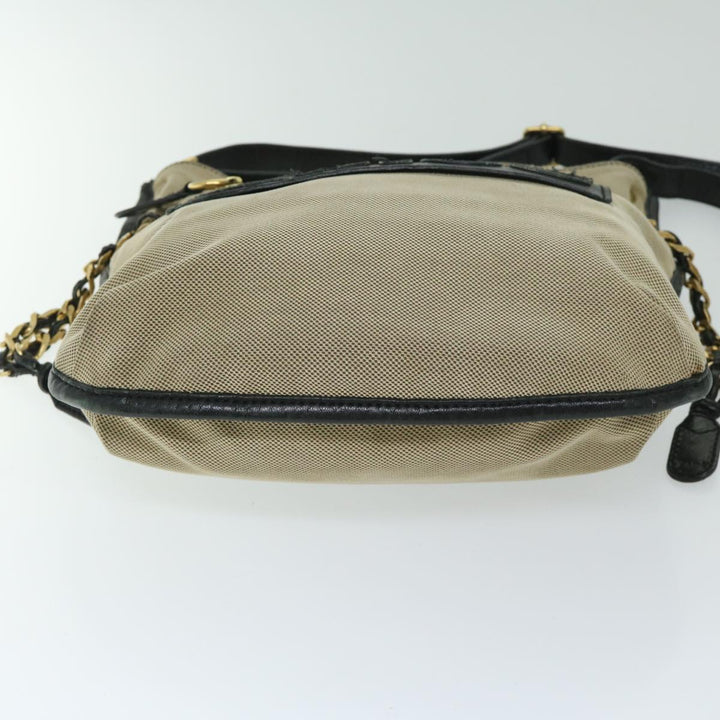 Chloe Harley Shoulder Bag Canvas Leather Beige Black 67269