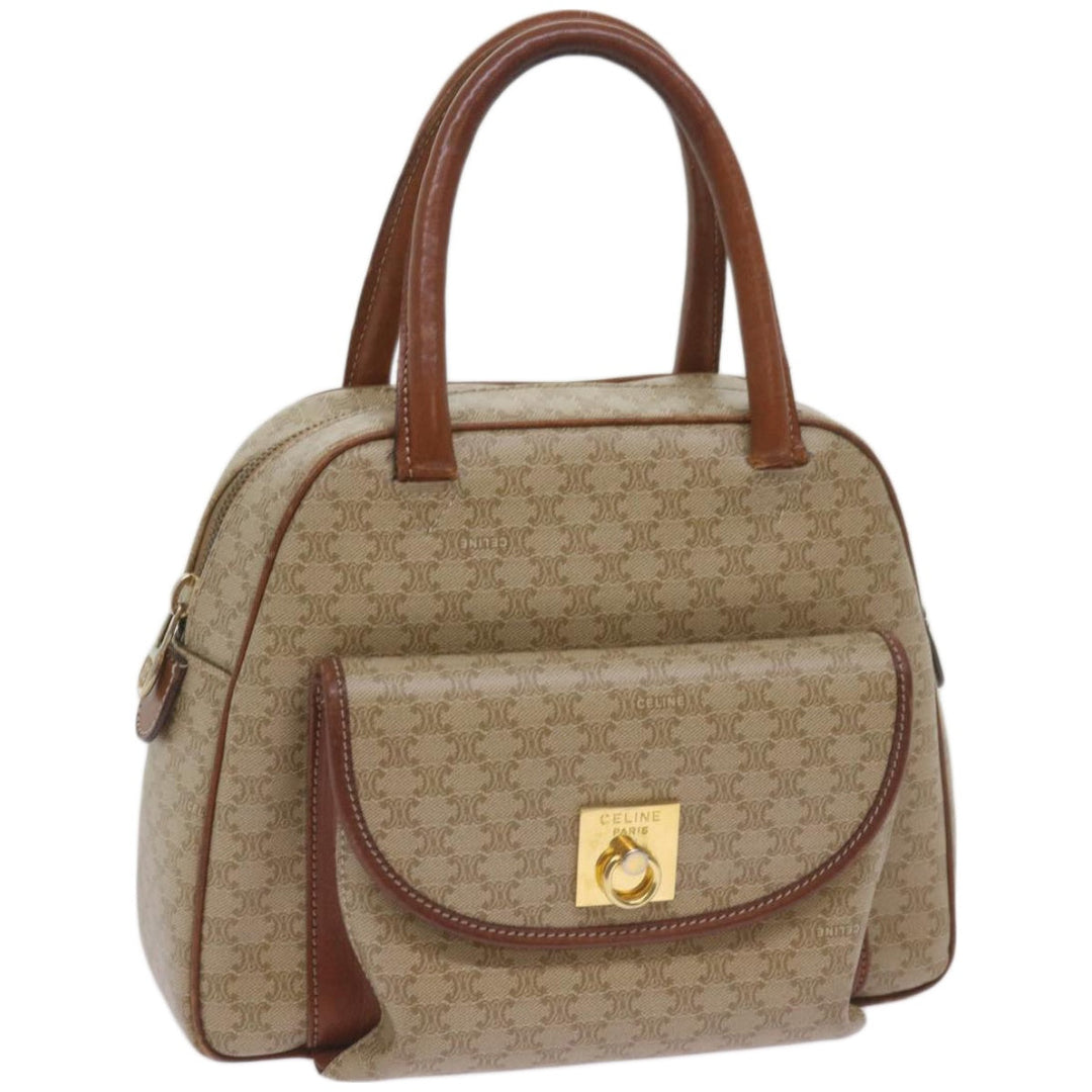Celine Macadam Canvas Hand Bag Beige Auth 67396