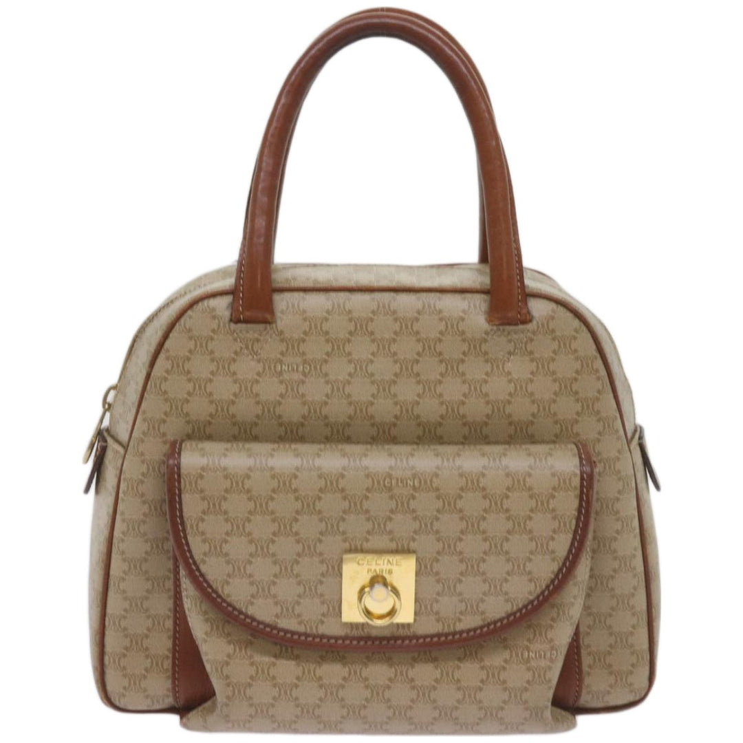 Celine Macadam Canvas Hand Bag Beige Auth 67396