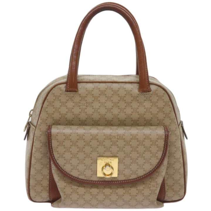 Celine Macadam Canvas Hand Bag Beige Auth 67396