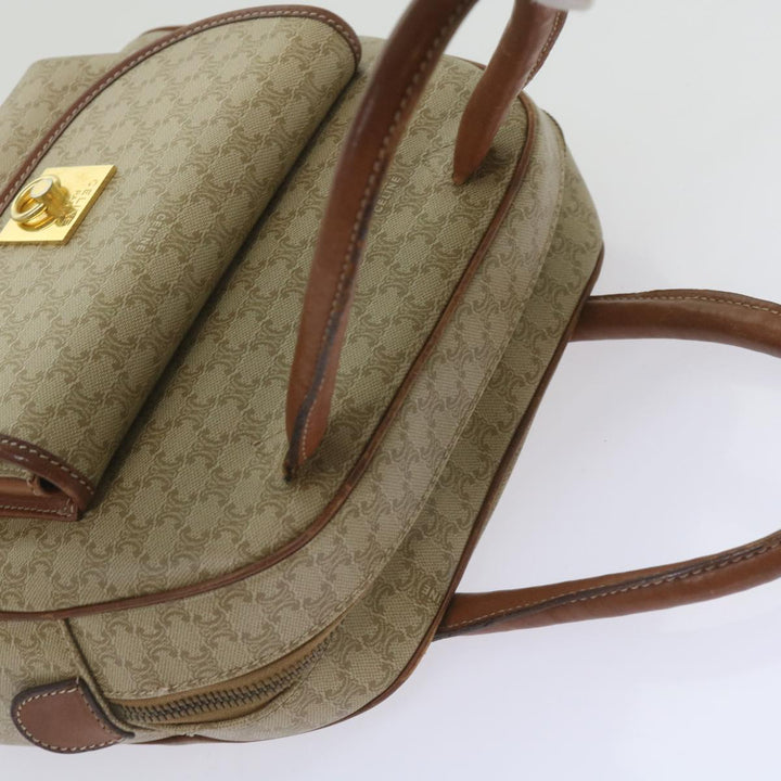Celine Macadam Canvas Hand Bag Beige Auth 67396