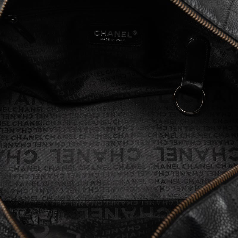 Top Quality Chanel Chocolate Bar Logo  Mini Boston Bag Handbag Black Canvas  CHANEL