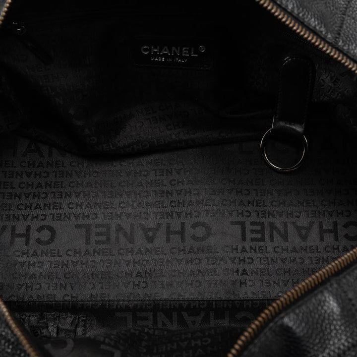 Top Quality Chanel Chocolate Bar Logo  Mini Boston Bag Handbag Black Canvas  CHANEL