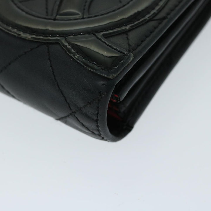 Chanel Cambon Line Long Wallet Leather Black CC Auth 67567