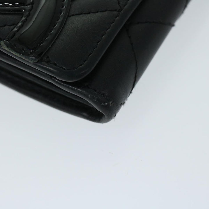 Chanel Cambon Line Long Wallet Leather Black CC Auth 67567