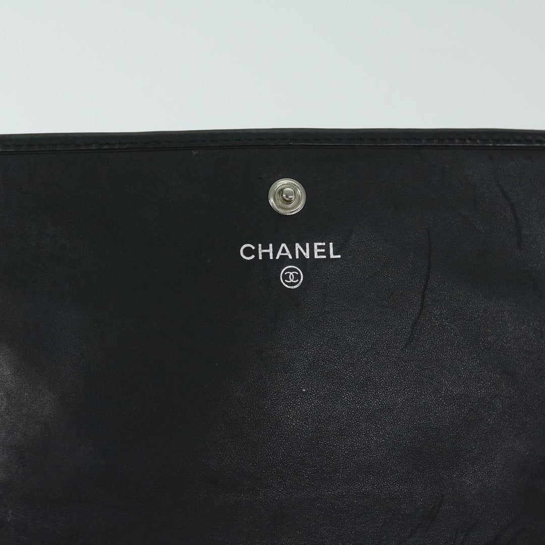 Chanel Cambon Line Long Wallet Leather Black CC Auth 67567