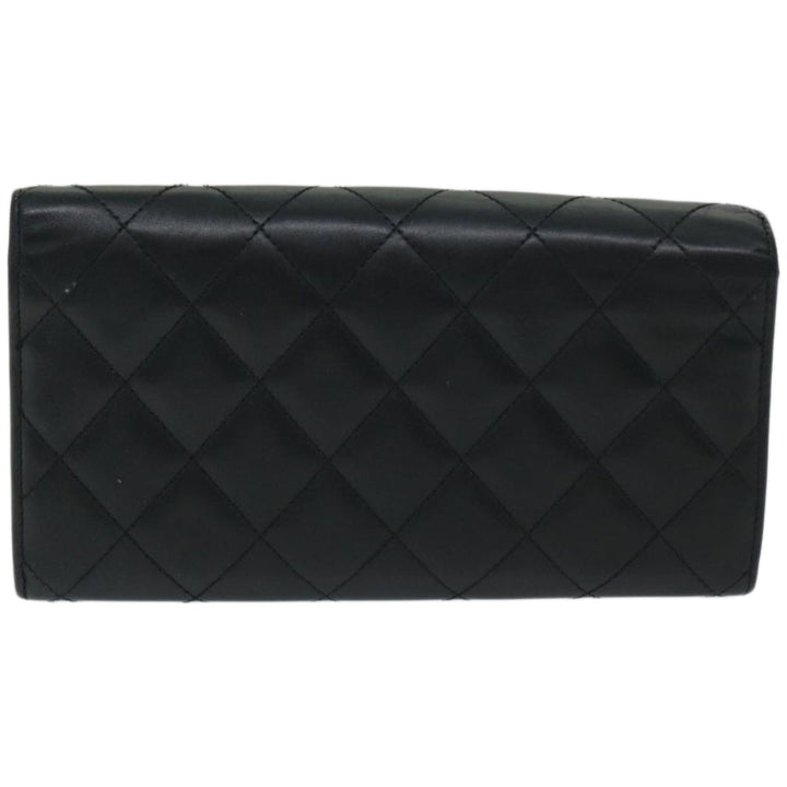 Chanel Cambon Line Long Wallet Leather Black CC Auth 67567