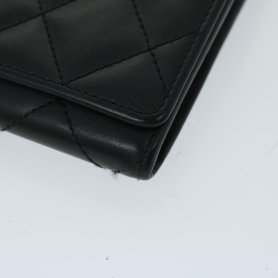 Chanel Cambon Line Long Wallet Leather Black CC Auth 67567