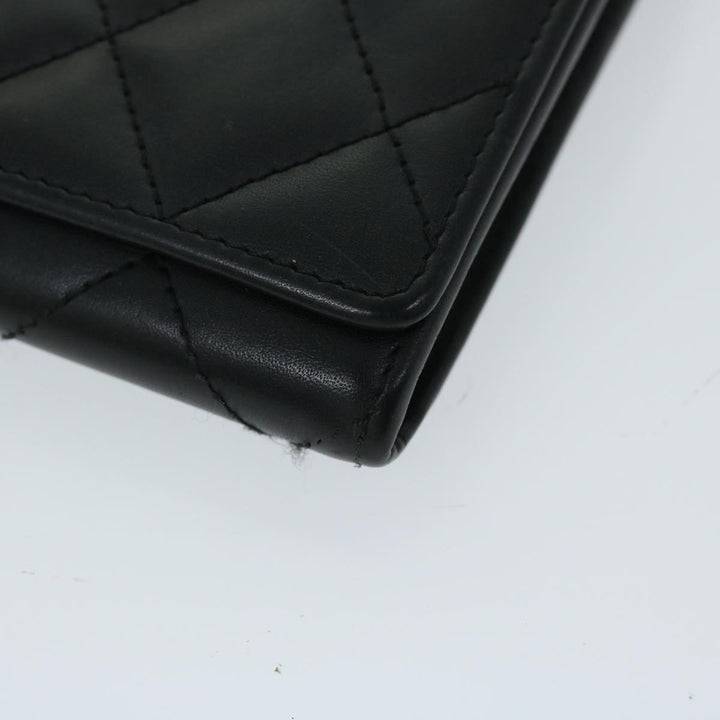 Chanel Cambon Line Long Wallet Leather Black CC Auth 67567