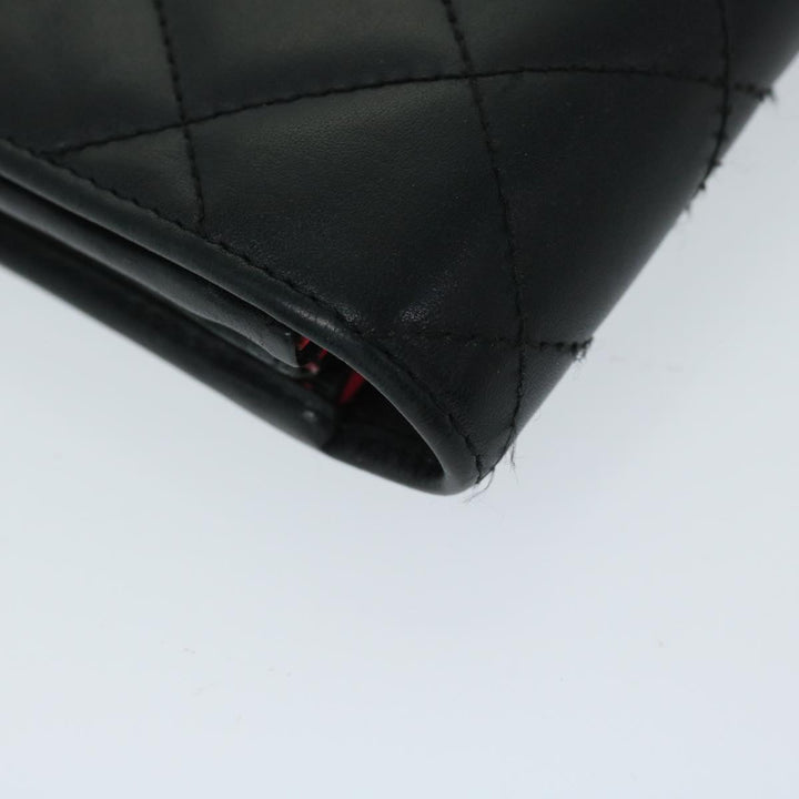 Chanel Cambon Line Long Wallet Leather Black CC Auth 67567