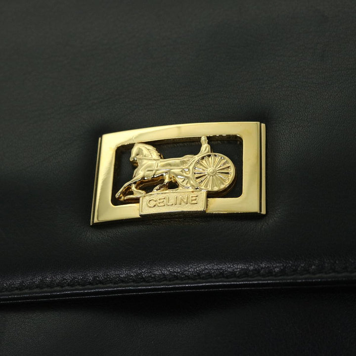 Celine Clutch Bag Leather Black  67581