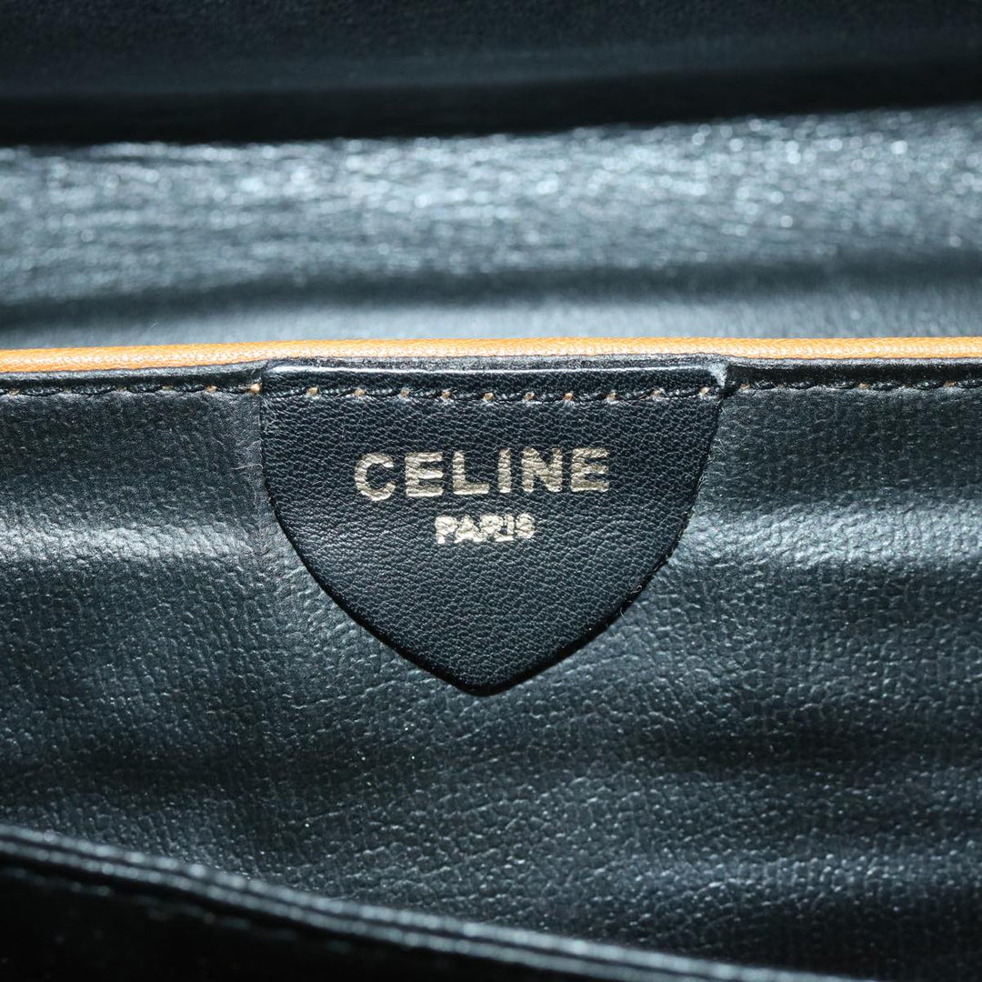 Celine Clutch Bag Leather Black  67581