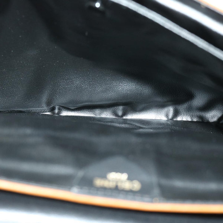 Celine Clutch Bag Leather Black  67581