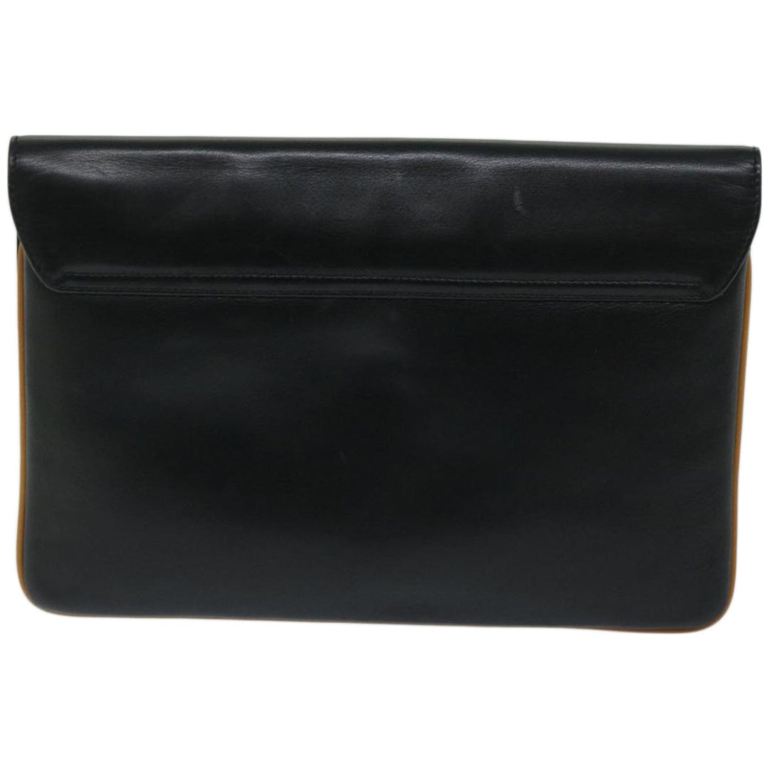 Celine Clutch Bag Leather Black  67581