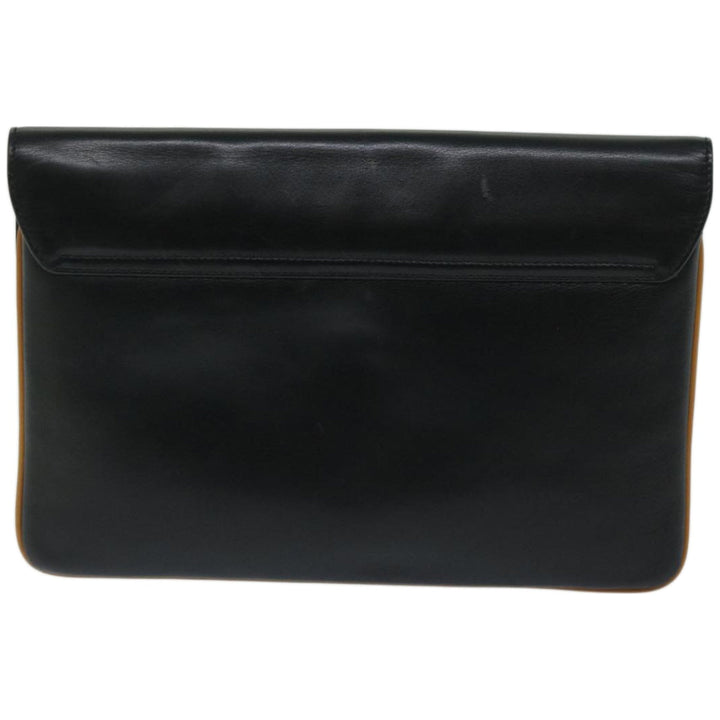 Celine Clutch Bag Leather Black  67581