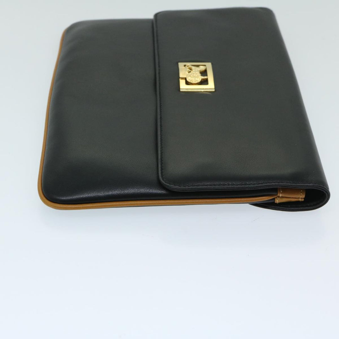 Celine Clutch Bag Leather Black  67581