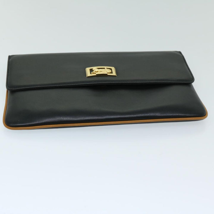 Celine Clutch Bag Leather Black  67581