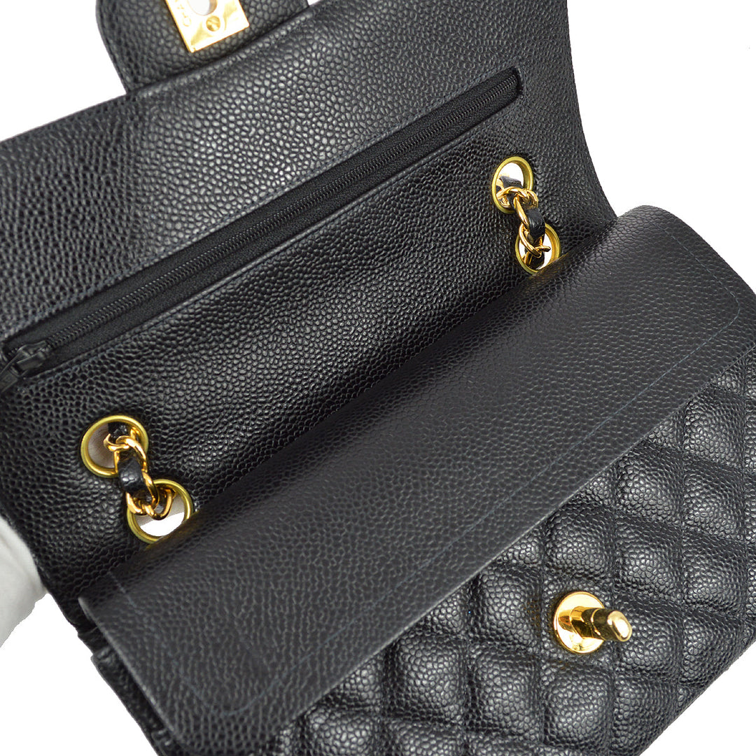 Top Quality Chanel 2000-2002 Black Caviar Small Classic Double Flap Bag