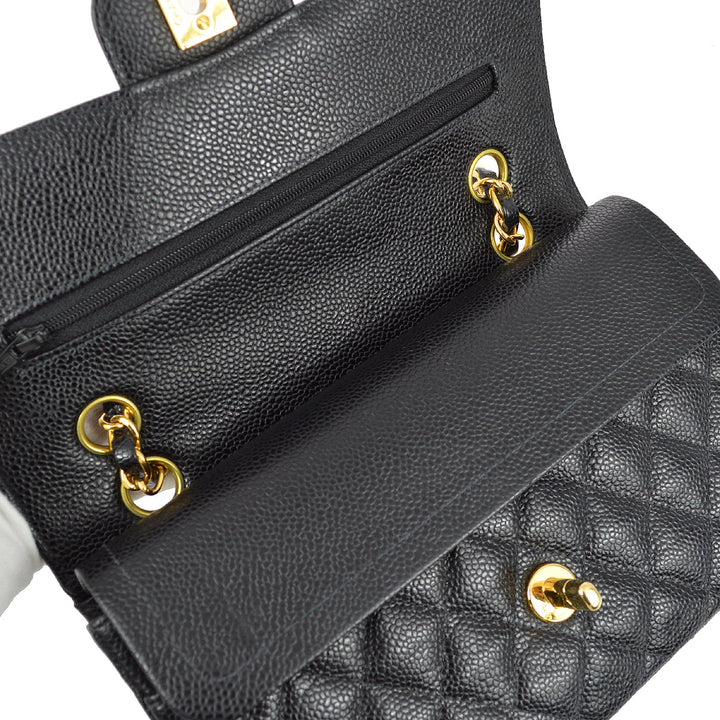 Top Quality Chanel 2000-2002 Black Caviar Small Classic Double Flap Bag
