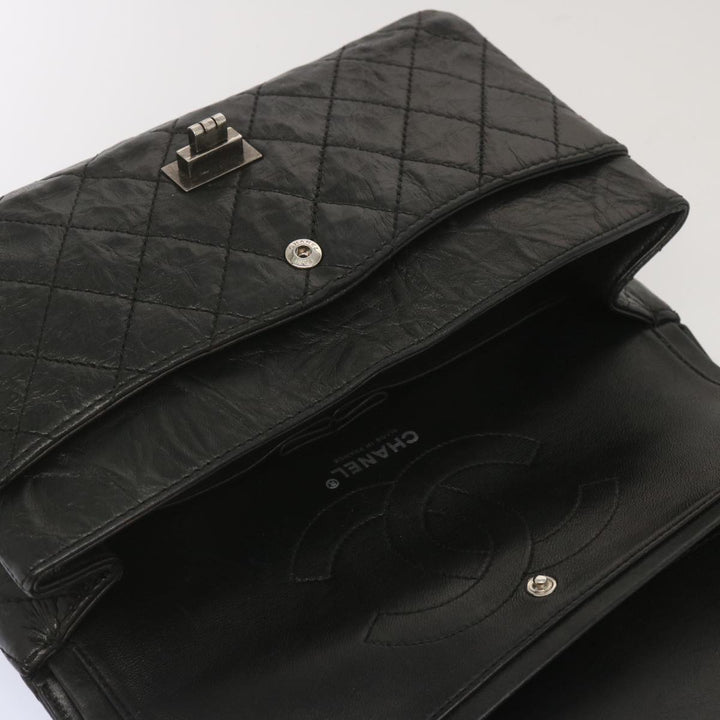 Chanel 2.55 Matelasse Chain Bag Aged Calfskin Black A37586 CC Auth 67618A