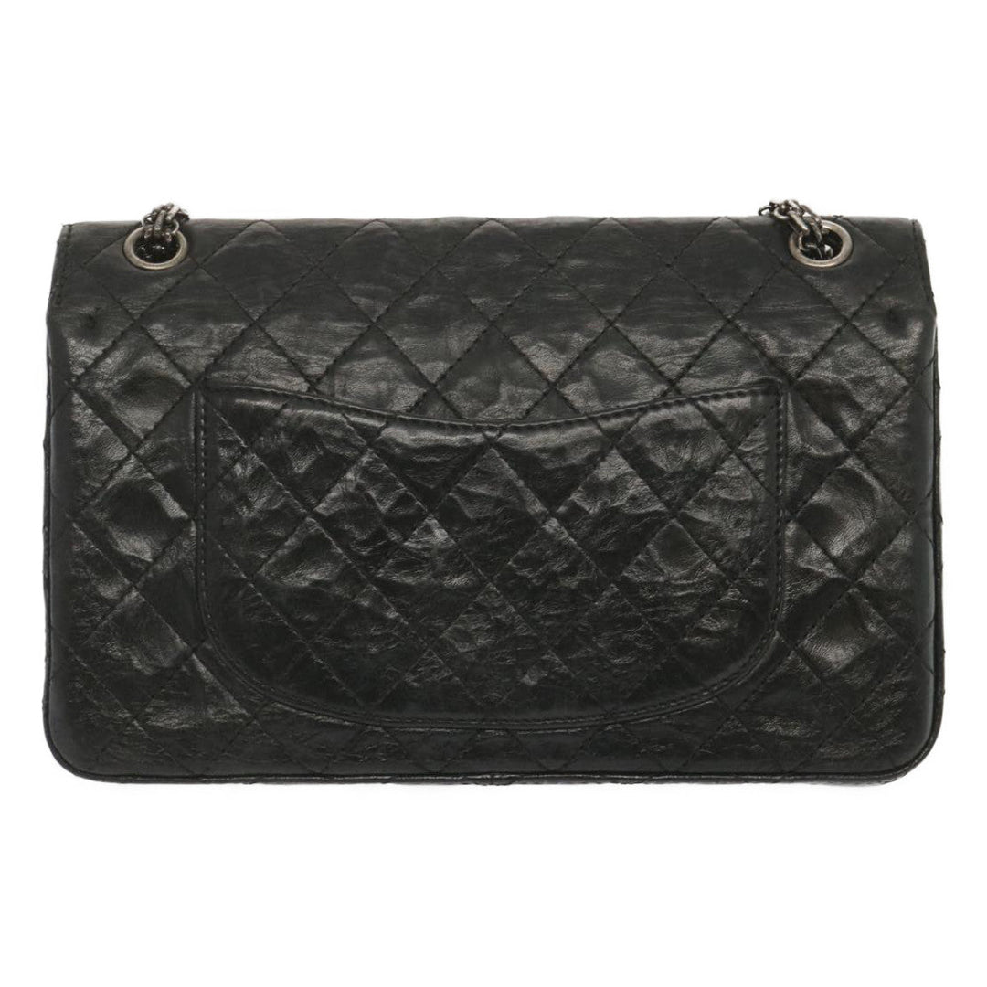 Chanel 2.55 Matelasse Chain Bag Aged Calfskin Black A37586 CC Auth 67618A