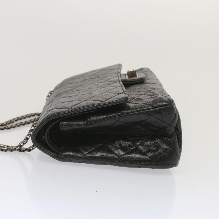Chanel 2.55 Matelasse Chain Bag Aged Calfskin Black A37586 CC Auth 67618A