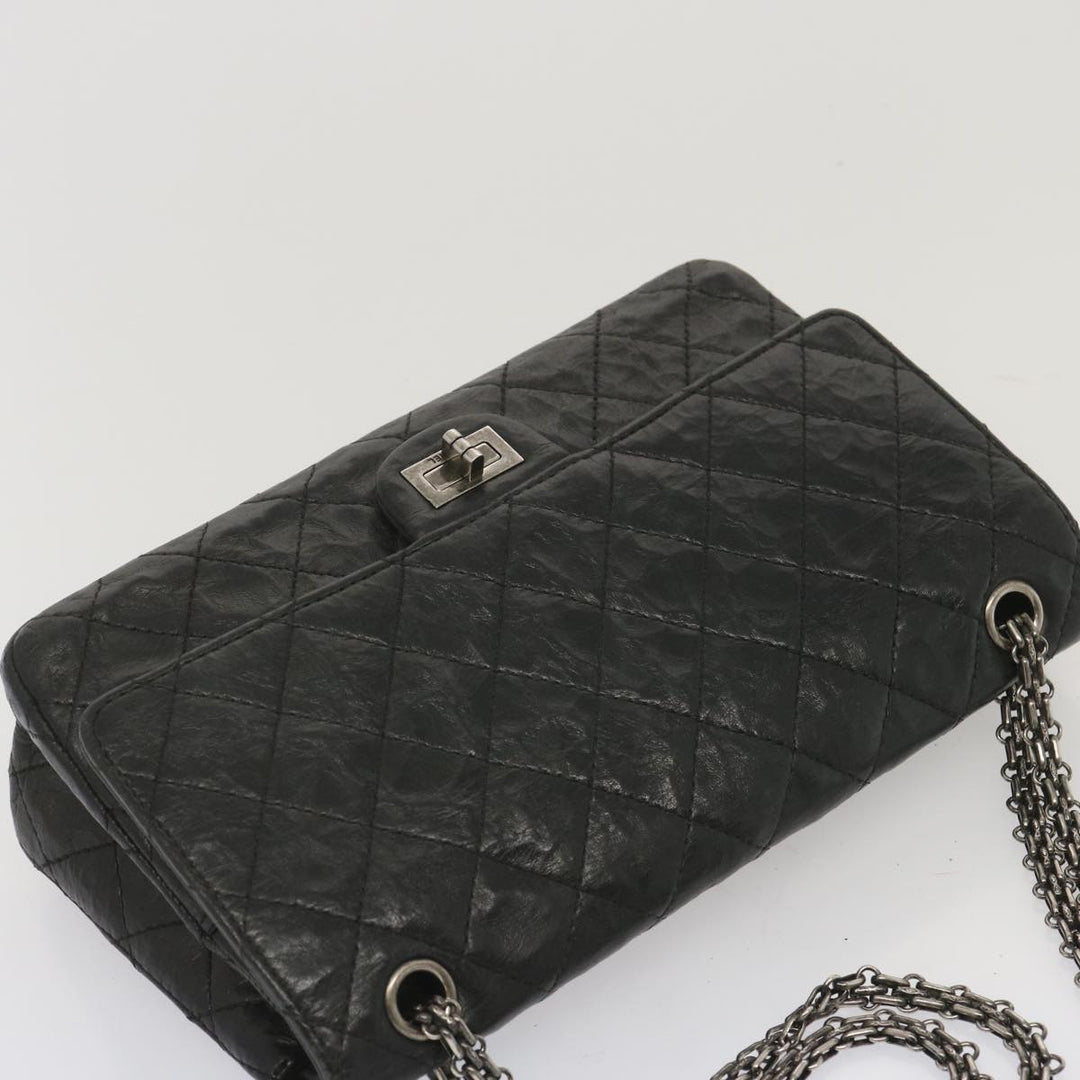 Chanel 2.55 Matelasse Chain Bag Aged Calfskin Black A37586 CC Auth 67618A
