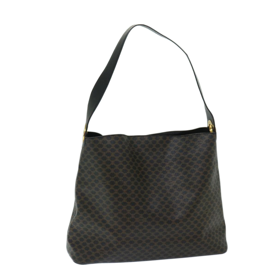 Celine Macadam Canvas Shoulder Bag PVC Black Auth 67628