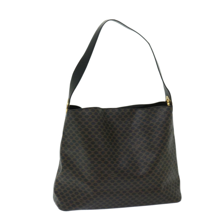 Celine Macadam Canvas Shoulder Bag PVC Black Auth 67628