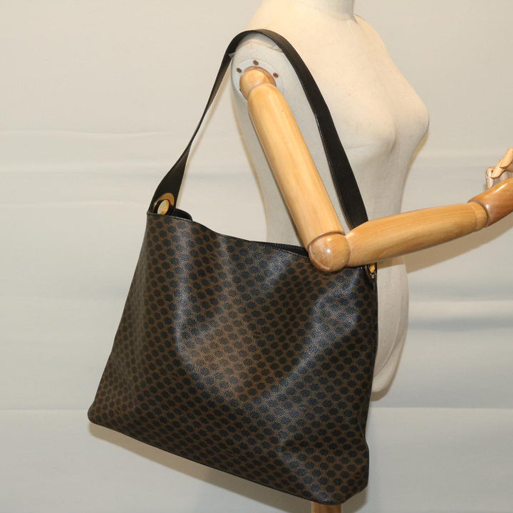 Celine Macadam Canvas Shoulder Bag PVC Black Auth 67628