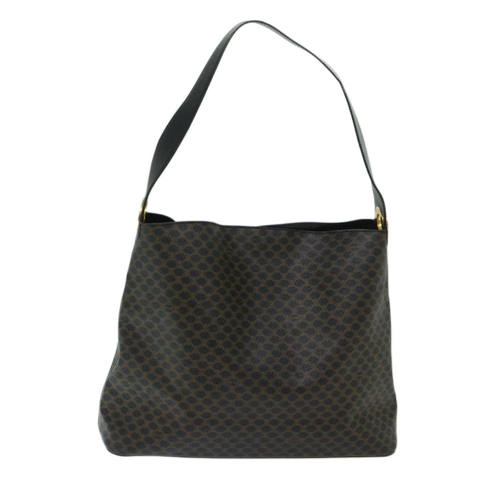 Celine Macadam Canvas Shoulder Bag PVC Black Auth 67628