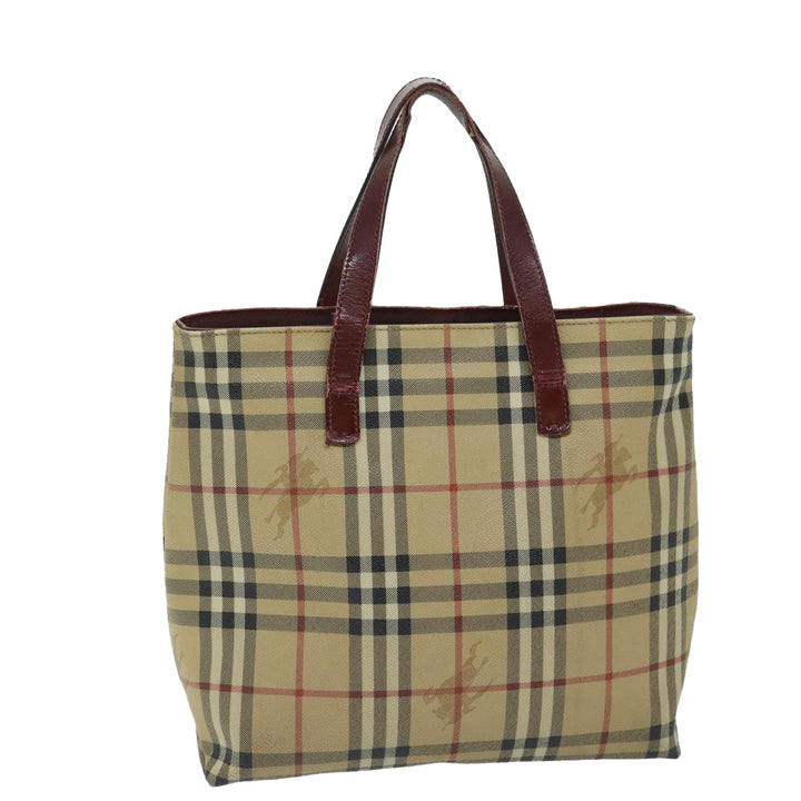 Burberry Nova Check Tote Bag PVC Beige Auth 67654