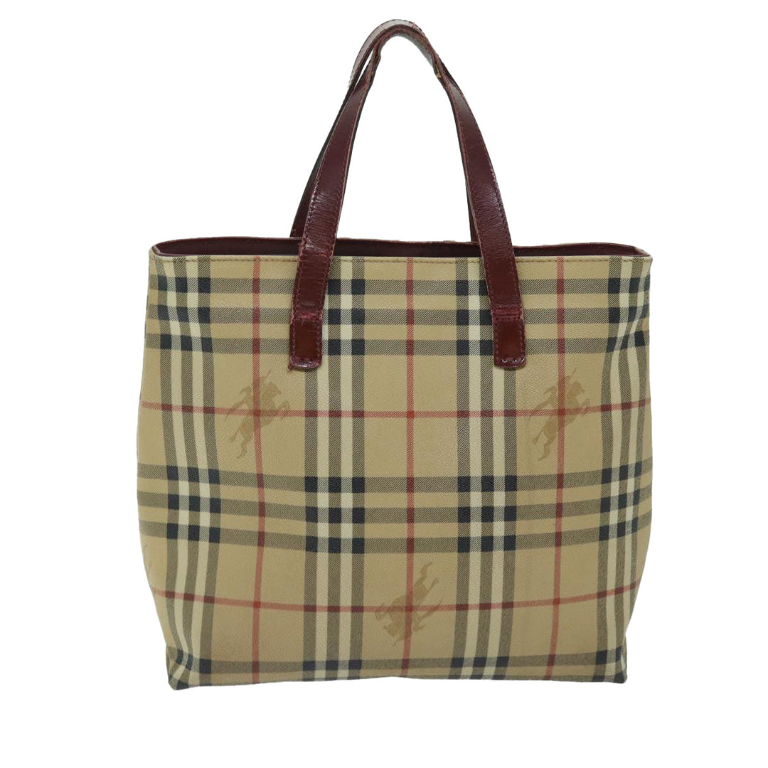 Burberry Nova Check Tote Bag PVC Beige Auth 67654