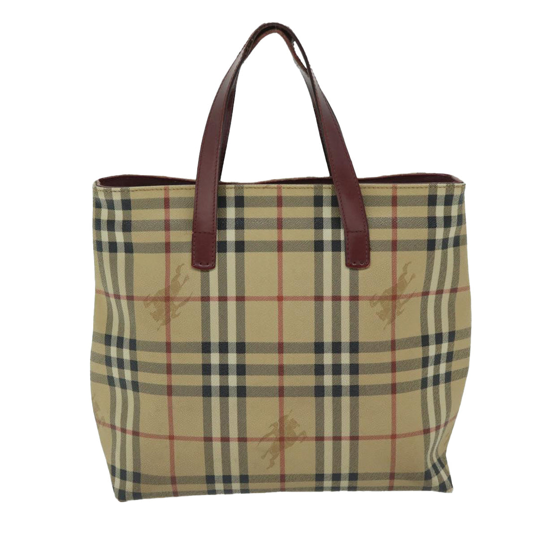 Burberry Nova Check Tote Bag PVC Beige Auth 67654