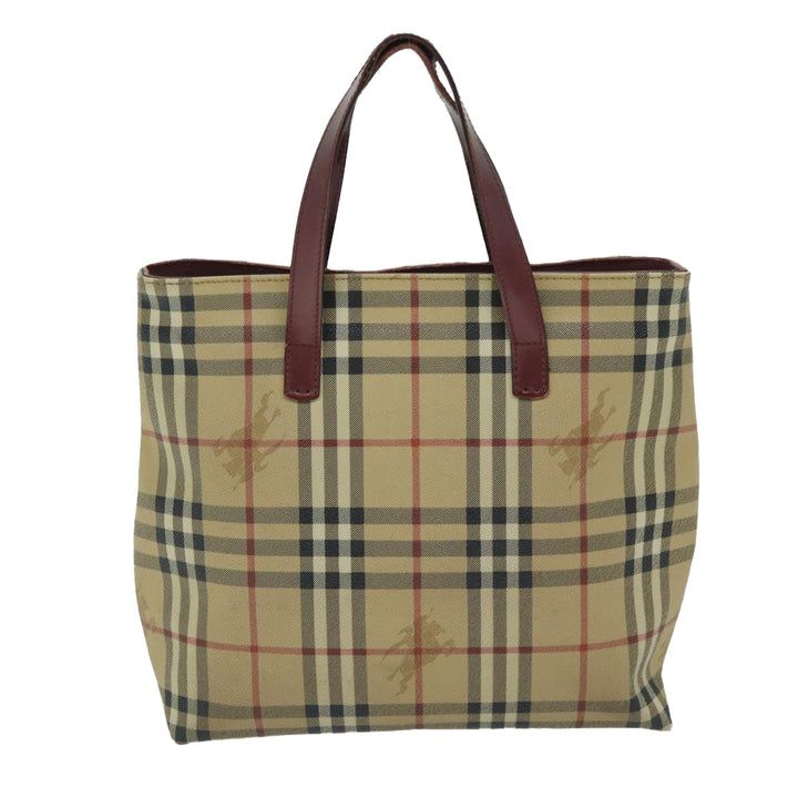 Burberry Nova Check Tote Bag PVC Beige Auth 67654