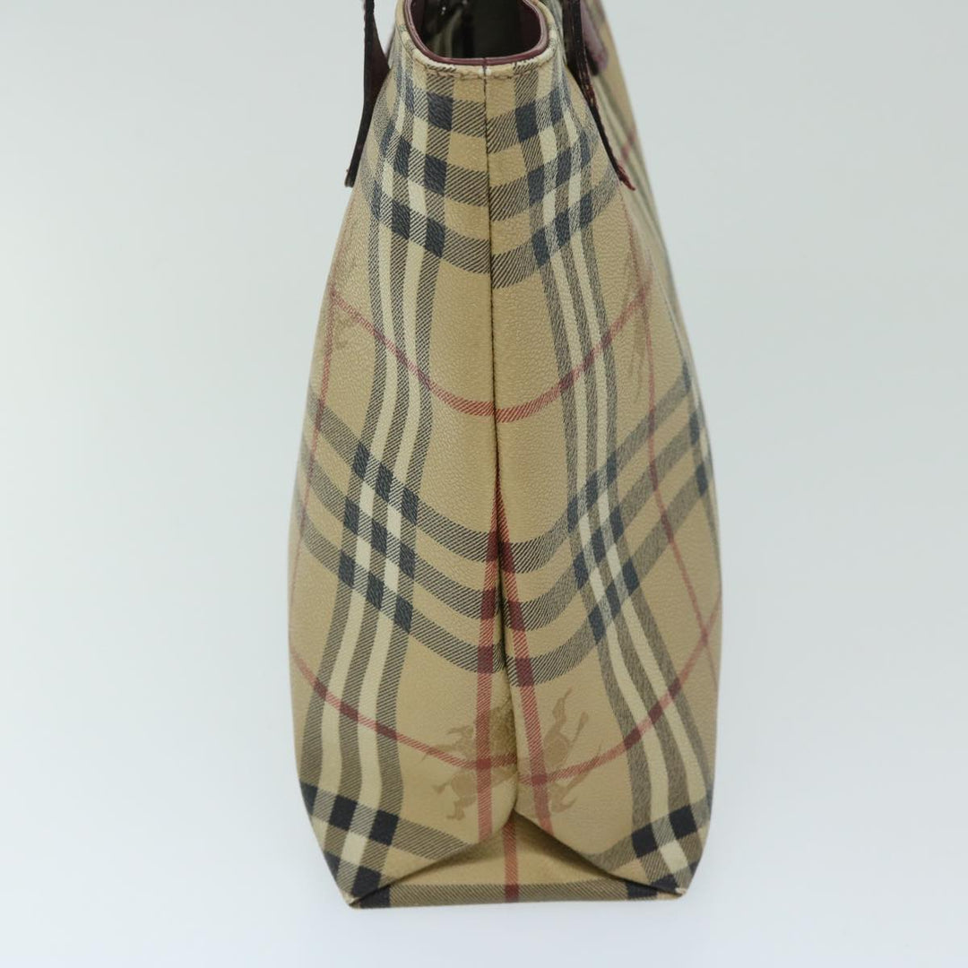 Burberry Nova Check Tote Bag PVC Beige Auth 67654