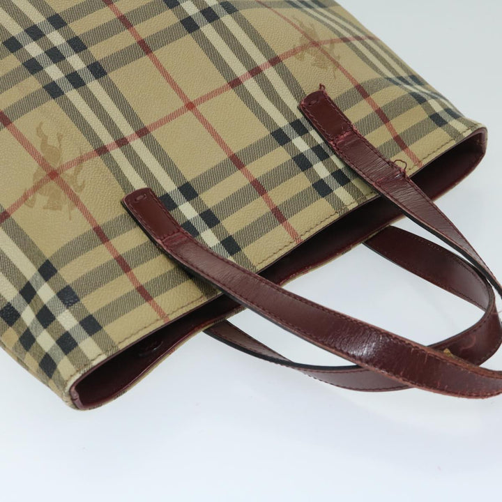 Burberry Nova Check Tote Bag PVC Beige Auth 67654